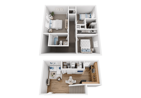 Floor plan for 3 beds, 2.5 baths, 1550 sqft
